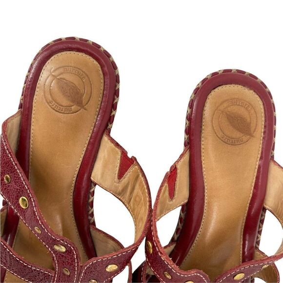Nurture Comfort Sandals Red Leather Womens Size 8 Lewis Studded Med Wedge Heel - Picture 6 of 10